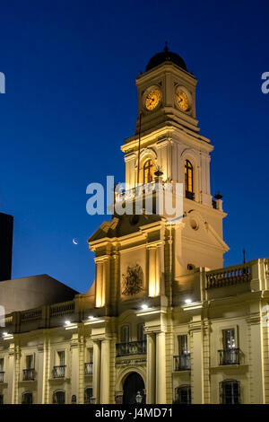 National Historic Museum Clock Tower at night - Santiago, Chile Stock Photo