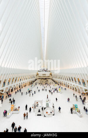 Interior view of the Oculus, Westfield World Trade Center, Manhattan Financial District, New York City Stock Photo