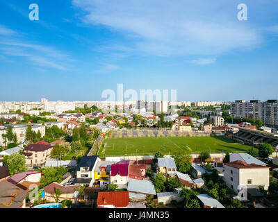 Aerial Panoramic View Of Bucharest City In Romania Stock Photo