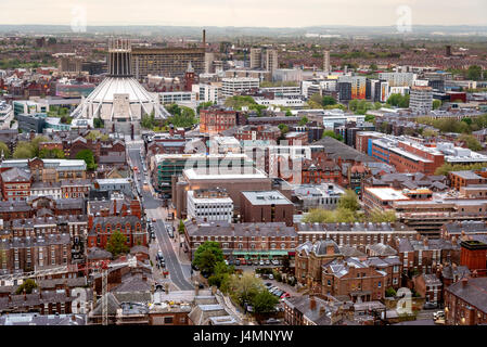 Aerial view with famous Roman Catholic Liverpool Metropolitan Cathedral. Stock Photo