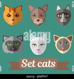 Set of cat faces Stock Vector