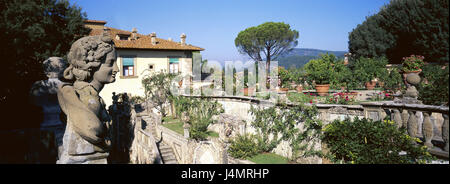 Italy, Tuscany, province Florence, villa 'Gamberaia', park Europe, Provincia Tu Firenze, house, residential house, country house, garden, garden, park, shrubs, trees, flowerpots, potted flowers, place of interest Stock Photo