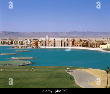 Egypt, Hurghada, el Gouna, hotel facility, Mövenpick Golf Resort Africa, the Red Sea, holiday destination, destination, tourism, hotels, hotel buildings, architectural style, in Arabic, golf course, to golfs, leisure time, sport, activity, leisure time offer Stock Photo