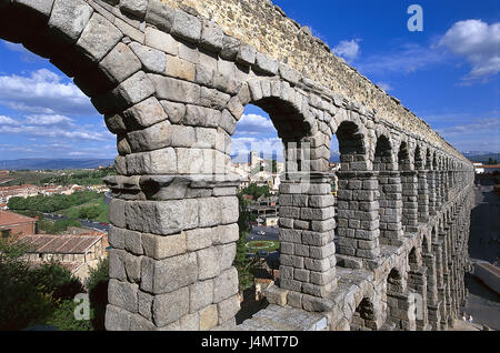 Spain, Castile, Segovia, aqueduct, detail Europe, Southern Europe, Acueducto Romano, Roman, structure, former. Water supply, place of interest, culture, landmark, UNESCO-world cultural heritage Stock Photo