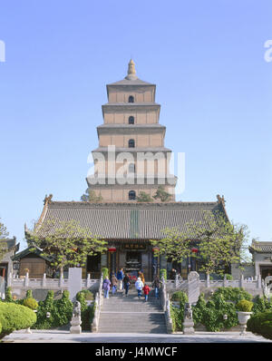 China, province of Shaanxi, Xian, big wild goose's pagoda, tourist Asia, Eastern Asia, town, tower, structure, building, wild goose's pagoda, Buddhist, 7-storied, 64 m high, Buddhism, religion, faith, art, culture, tourism, place of interest Stock Photo