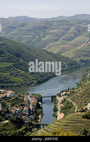 Overview, river, Douro valley, Portugal, Stock Photo