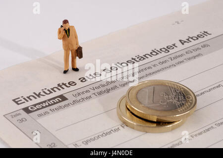 Form, income tax, character, euro of coin, icon, steering wheel, to ...