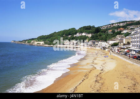 Great Britain, England, Isle of Wight, Ventnor, town view, beach, the English Channel, island, town, houses, residential houses, beach, sandy beach, bathers, rest, détente, vacation, beach holiday, destination, tourism, Stock Photo