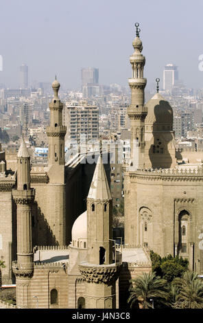 Egypt, Cairo, sultan's Hassan mosque, He Rifai mosque, town view, Stock Photo