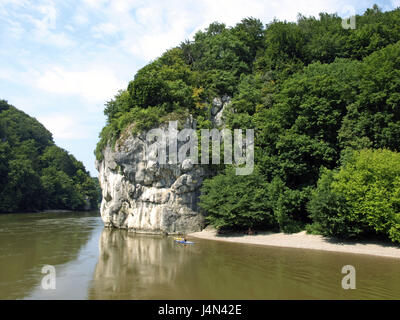 Germany, Bavaria, throaty home, the Danube, Danube breakthrough, kayakist, Stock Photo