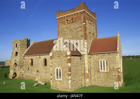 Great Britain, England, Kent, Dover, Dover Castle, church piece Mary in the Castle, lighthouse, Stock Photo