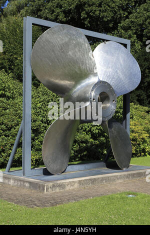 Germany, food, dysentery area, Bredeney, monument, ship screw, North Rhine-Westphalia, Essen-Bredeney, ship screw, ship air-screw, monument, hill park, place of interest, Stock Photo