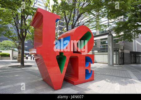 Japan, Tokyo, Shinjuku District, sculpture, LOVE, Stock Photo