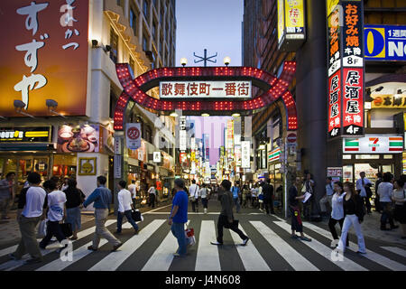 Japan, Tokyo, Shinjuku District, East Side, Kabukicho entertainment, street, pedestrian's crossing, Stock Photo