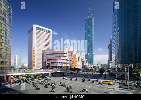 Taiwan, Taipeh, town view, Taipei Financial centre, street, traffic, no property release, Asia, Eastern Asia, town, capital, city, metropolis, building, skyscraper, high rise, architecture, traffic, Stock Photo