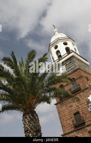 Spain, Lanzarote, Teguise, Iglesia Nuestra Senora de Guadalupe, detail, steeple, Stock Photo