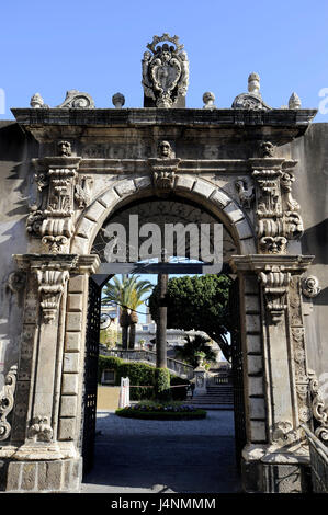 Italy, island Sicily, Catania, via Crociferi, university, input, gate, detail, Stock Photo