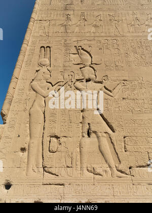 Relief work at Denderah Temple, near Qena City, Egypt Stock Photo