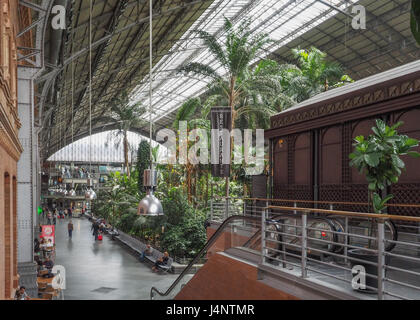 a view inside Atocha Station Estacion de Atocha Madrid, Spain Stock Photo