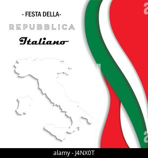 Italian National Rebuplic Day. Festa della Repubblica Italiana. Vector banner with italian flags colors and map Stock Vector