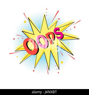 Lettering oops, emotion, blame, curiosity. Comic text sound effects. Vector bubble icon speech phrase, cartoon font label, sounds illustration. Stock Vector