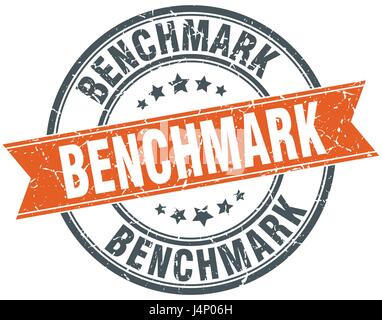 benchmark round grunge ribbon stamp Stock Vector