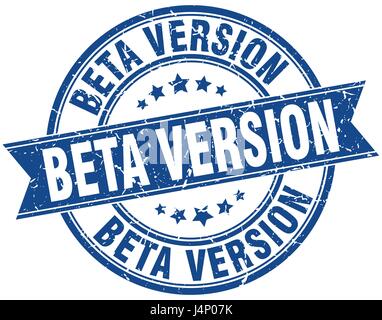 beta version round grunge ribbon stamp Stock Vector
