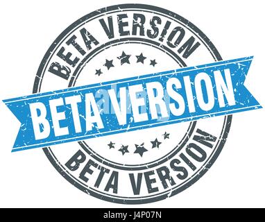 beta version round grunge ribbon stamp Stock Vector