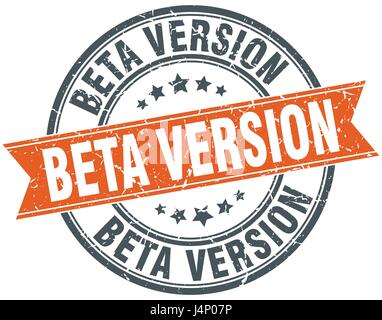 beta version round grunge ribbon stamp Stock Vector