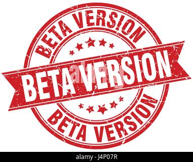 beta version round grunge ribbon stamp Stock Vector