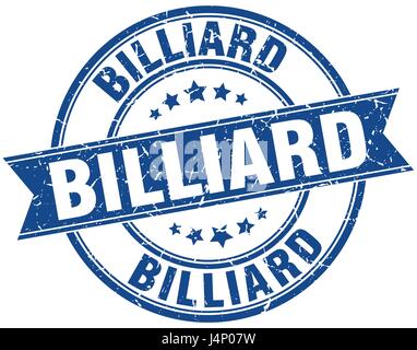 billiard round grunge ribbon stamp Stock Vector