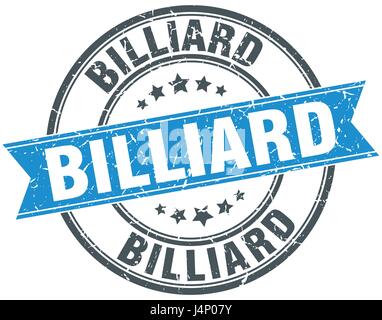 billiard round grunge ribbon stamp Stock Vector