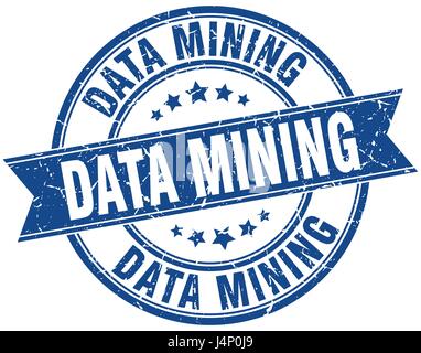 data mining round grunge ribbon stamp Stock Vector