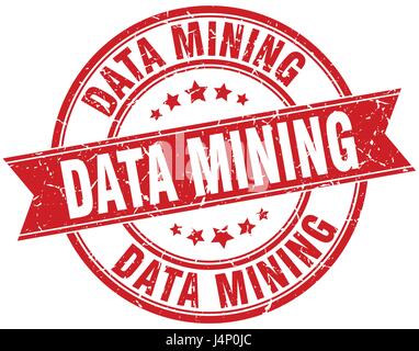 data mining round grunge ribbon stamp Stock Vector