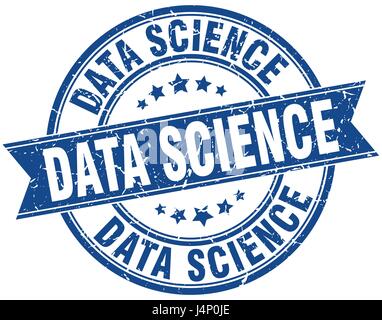 data science round grunge ribbon stamp Stock Vector