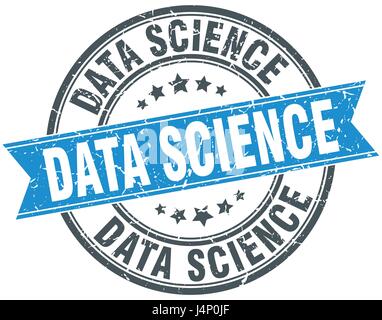 data science round grunge ribbon stamp Stock Vector