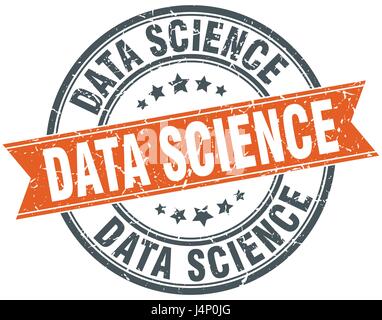 data science round grunge ribbon stamp Stock Vector