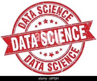 data science round grunge ribbon stamp Stock Vector