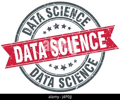 data science round grunge ribbon stamp Stock Vector
