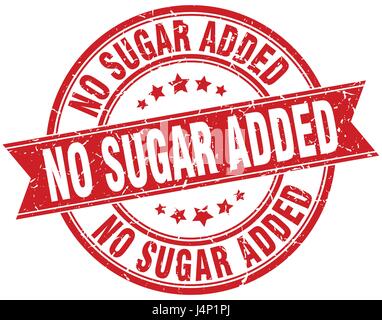 no sugar added round grunge ribbon stamp Stock Vector