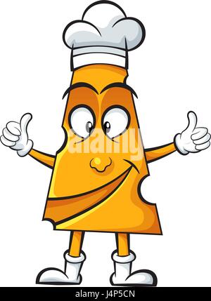 Cartoon cheese-cook on the white background. Stock Vector