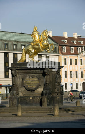 Germany, Saxony, Dresden, Neustadt, new town-dweller market, equestrian statue, gilds, Stock Photo