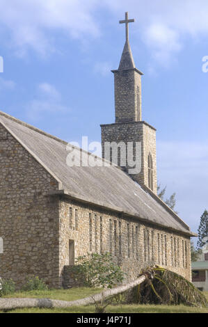 Madagascar, fort Dauphin, stone church, steeple, detail, Stock Photo