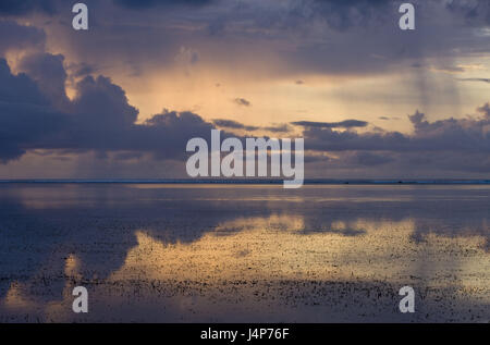 Rain clouds, sea, view, mirroring, water surface, Stock Photo