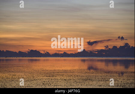 Sea, view, afterglow, mirroring, water surface, Stock Photo