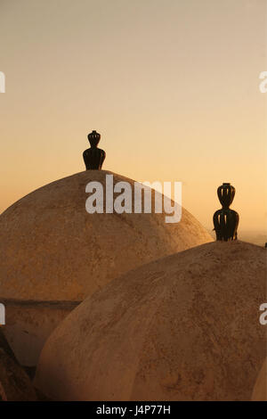 Tunisia, Sidi Bou Said, Old Town, mosque, detail, domes, evening light, Stock Photo