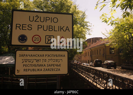 Lithuania, Vilnius, Old Town, part of town of Uzupis, sign, Stock Photo