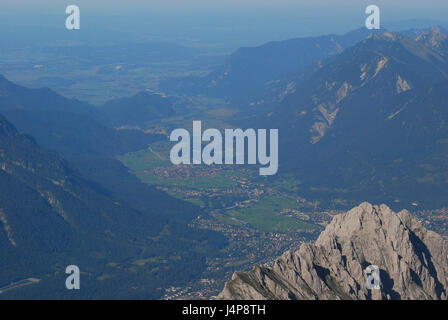 Germany, Bavaria, Werdenfels, Loisachtal aerial picture, Garmisch-Partenkirchen, castle margin, Farchant, Oberau, Stock Photo