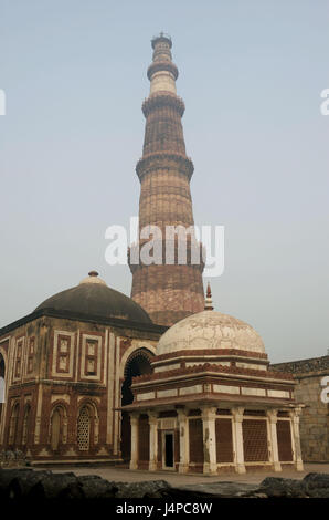 India, Delhi, New Delhi, Qutb Minar, Stock Photo