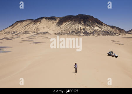 Jeep tour in black desert, Egypt, Libyan desert, Stock Photo